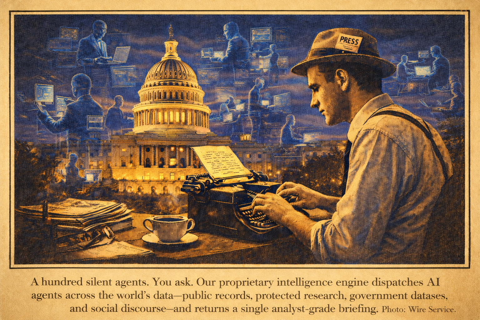 InfoMuck intelligence wire service illustration